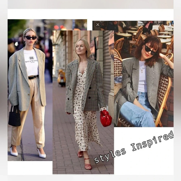 Vintage Houndstooth Blazer Size M Black White Single Breasted - Picture 10 of 10